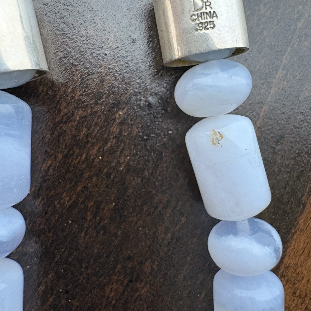 Jay King Blue Lace Agate Necklace Sterling Silver Clasp - Picture 11 of 12